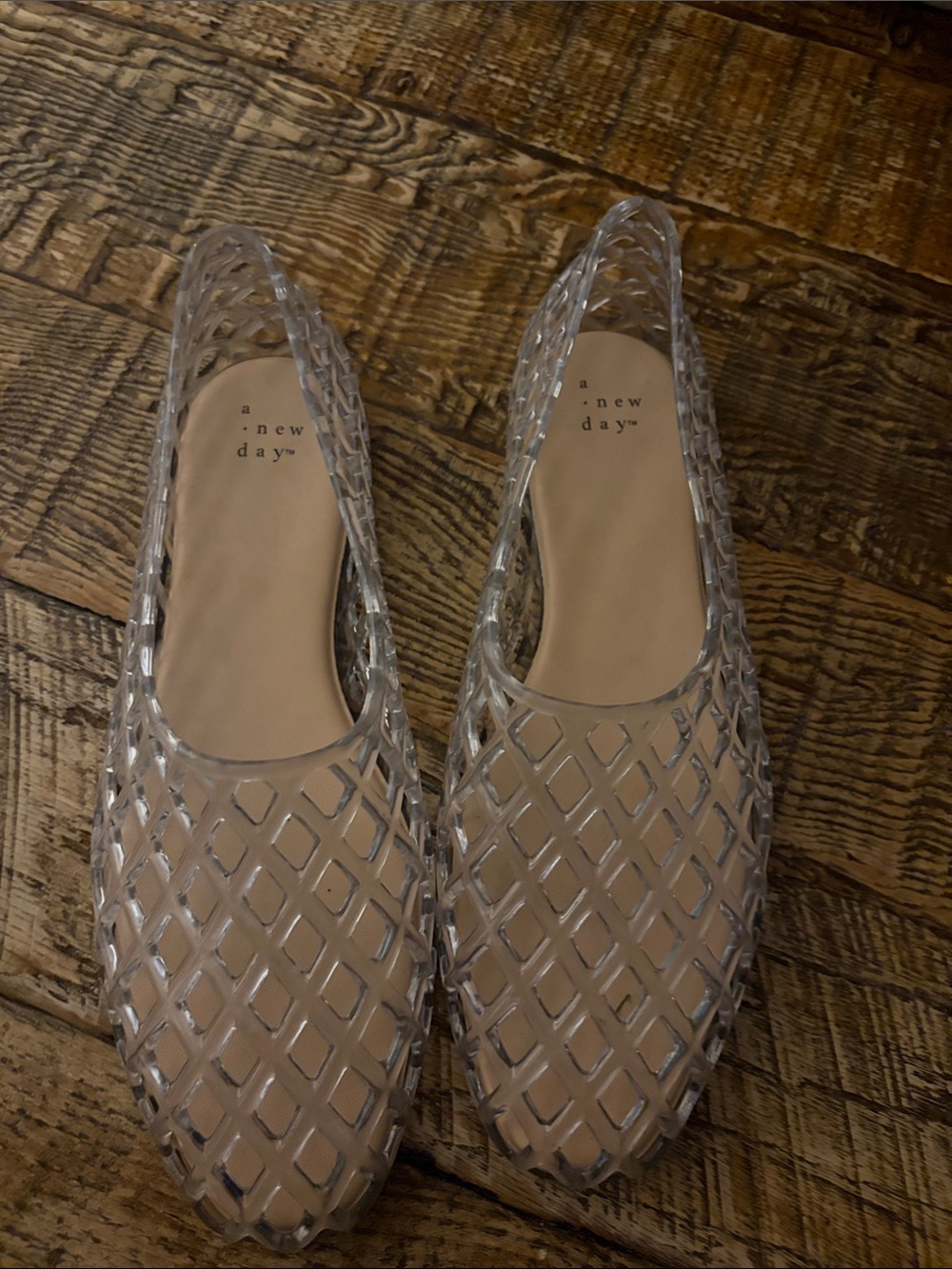 a new day Clear Lattice Jelly Flats with Nude Insole